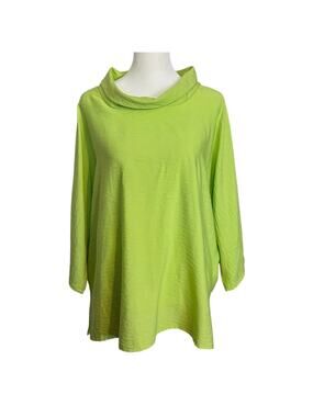 Christopher Calvin Size L Blouse Top Dolman Sleeves USA Lagenlook Bright Green